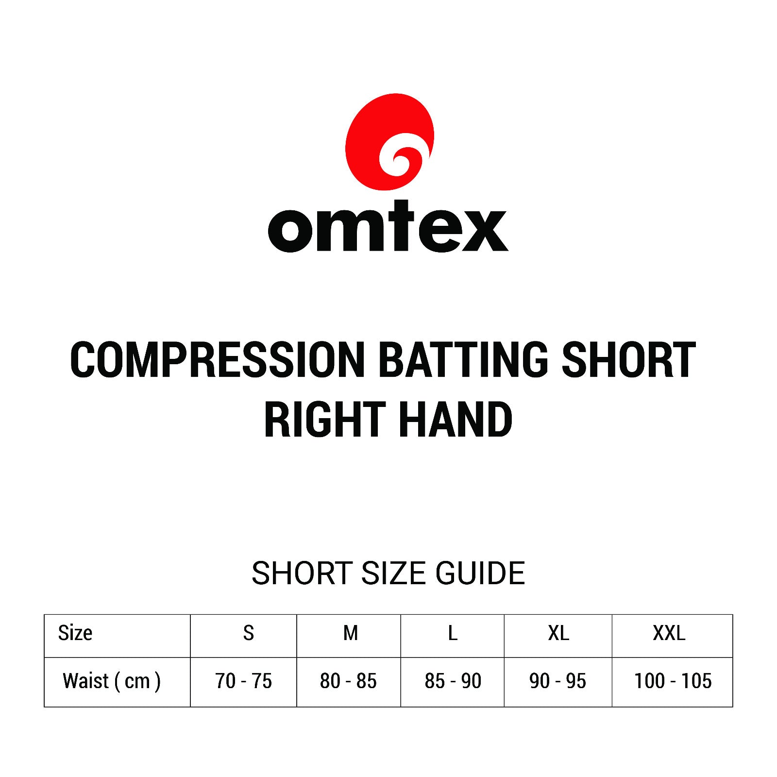 Omtex Compression Batting Shorts with Inner Pad - Right Handed - Black