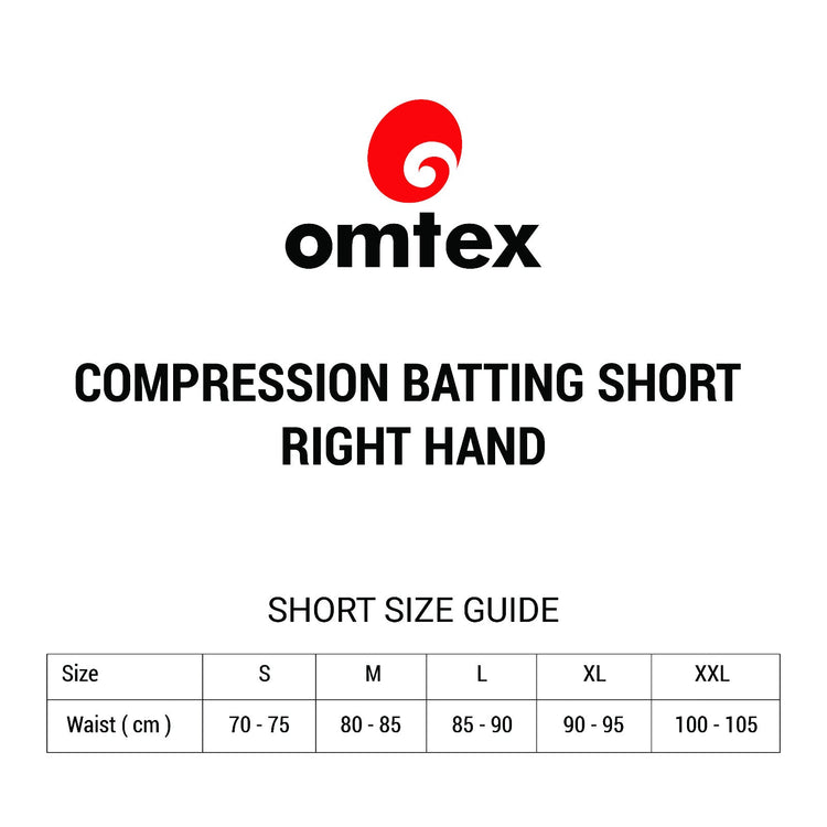 Omtex Compression Batting Shorts with Inner Pad - Right Handed - Black