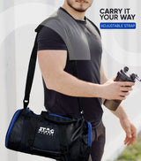 STAG GLOBAL Duffle Bag,  Durable Travel Companion, Comfortable shoulder strap, Black & Blue