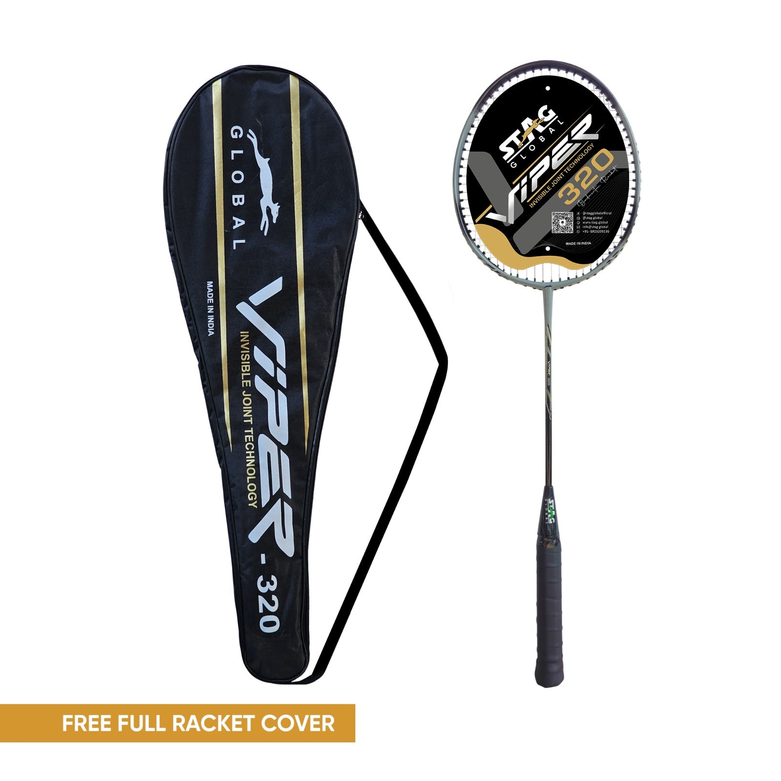 STAG GLOBAL Viper -320 Badminton Racket, Lightweight with Invisible Joint Technology
