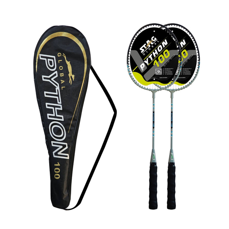 STAG GLOBAL Python 100 Badminton Racket, Lightweight, Ergonomic Design, Non Slip Grip