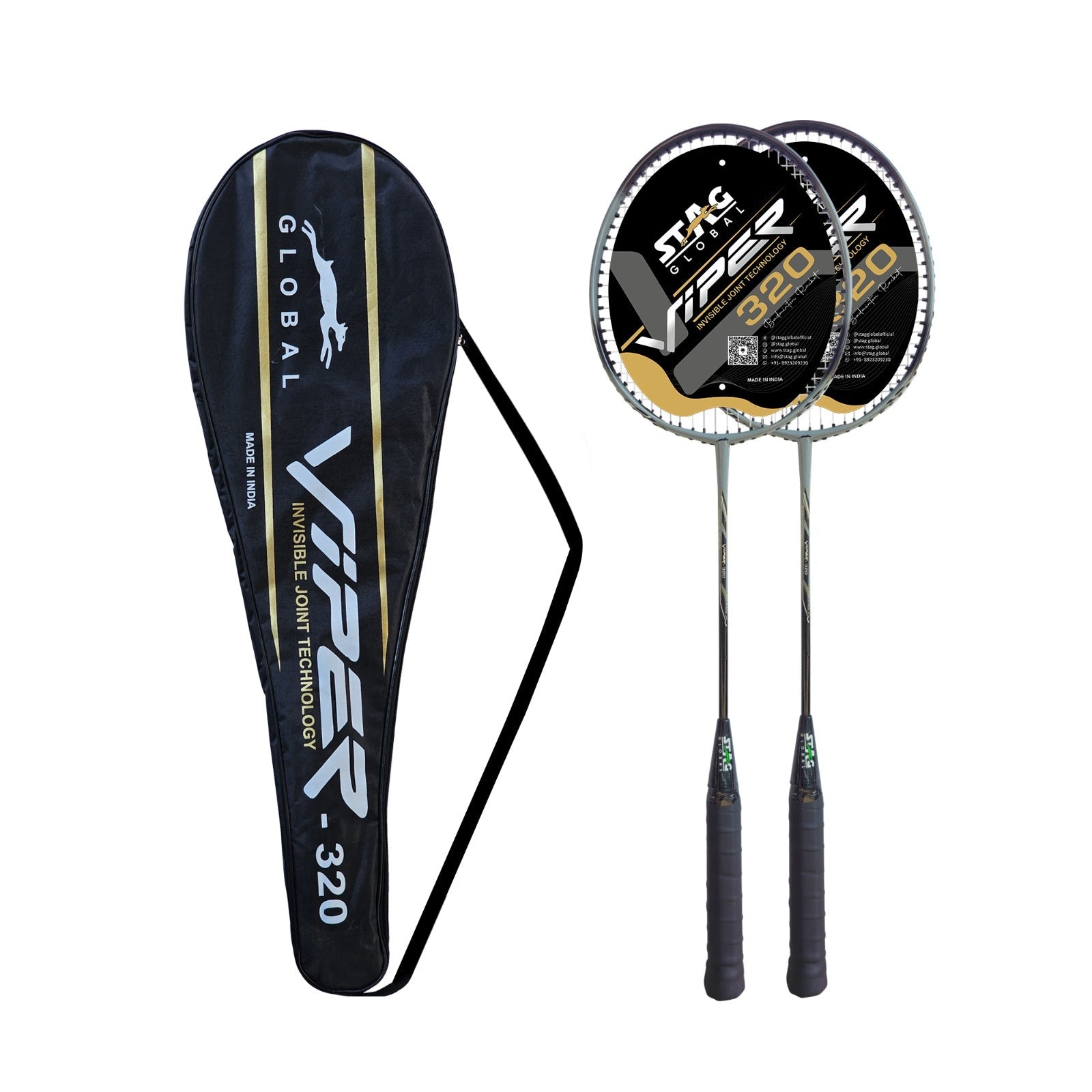 STAG GLOBAL Viper -320 Badminton Racket, Lightweight with Invisible Joint Technology