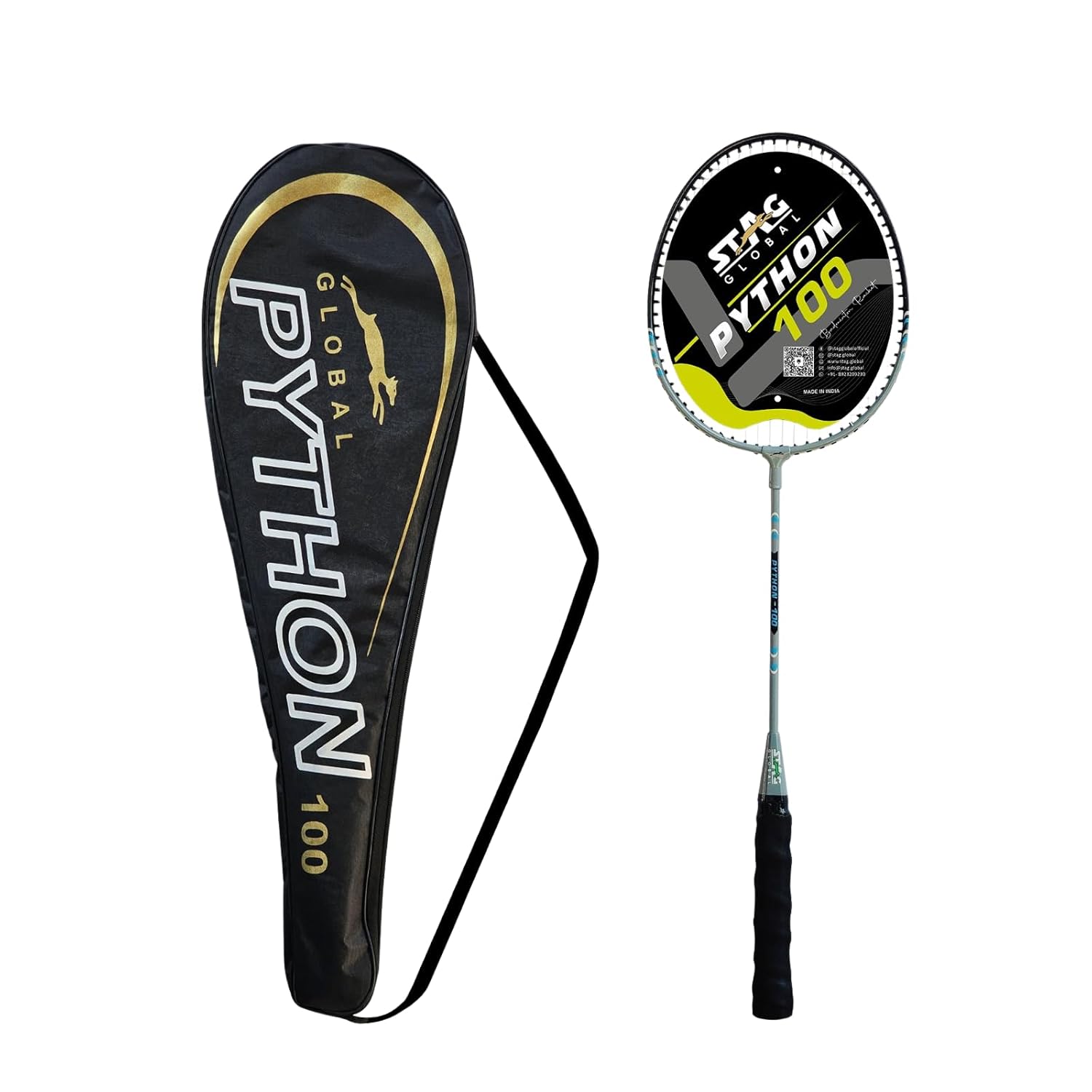 STAG GLOBAL Python 100 Badminton Racket, Lightweight, Ergonomic Design, Non Slip Grip