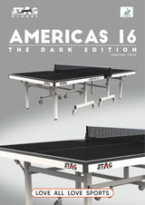 STAG GLOBAL Americas 16 Table Tennis Table 25mm Top (ITTF-Approved) Table with 2 TT Rackets, 6 Balls, 1 Table Cover & Clamp Net