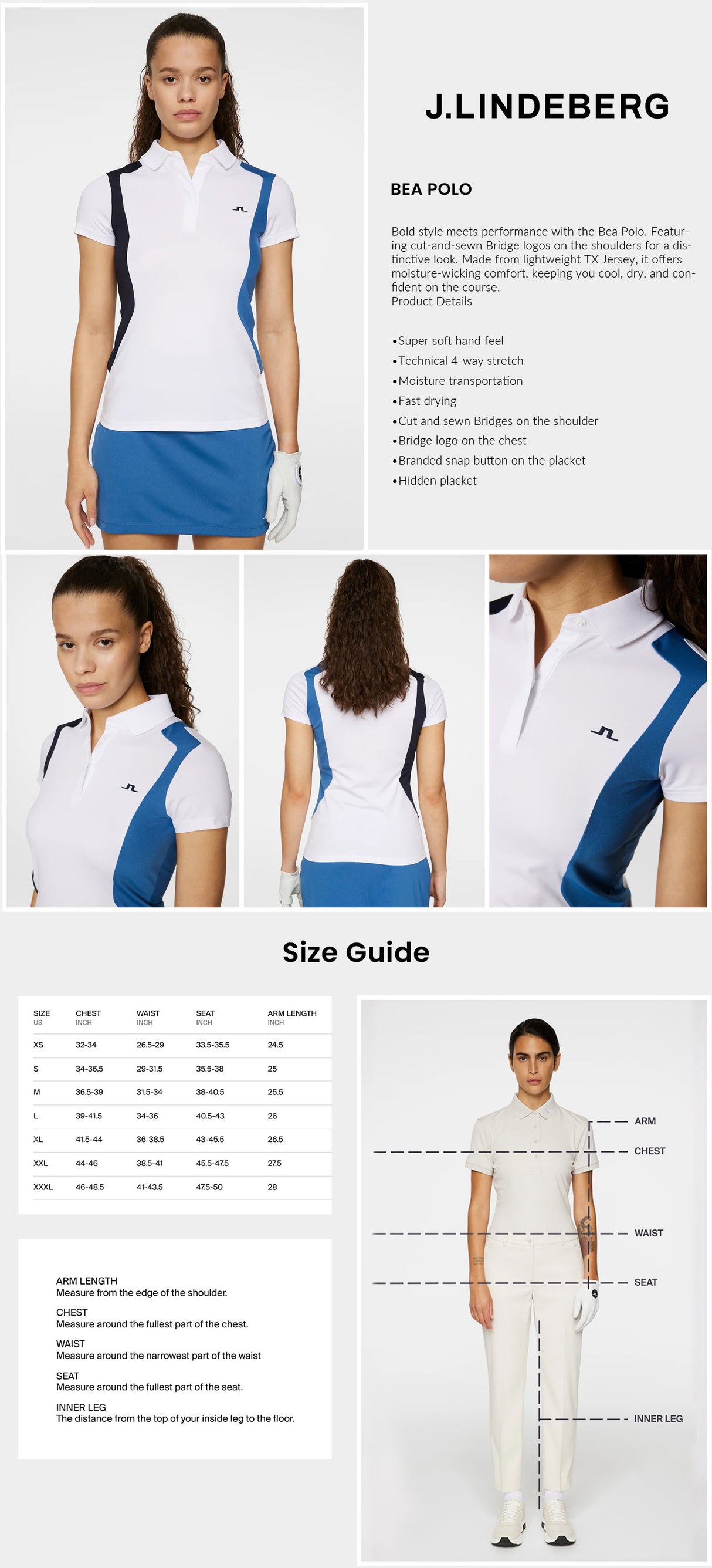 J Lindeberg Women’s Bea Golf Polo - White