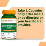 Zinc Methionine Veg Capsules  120 Count | High Absorption | Immunity & Skin