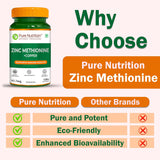 Zinc Methionine Veg Capsules  120 Count | High Absorption | Immunity & Skin