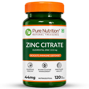 Zinc Citrate High Absorption Immunity Support | 120 Veg Tablets - Nutrition by Pure Nutrition