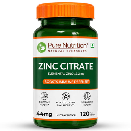 Zinc Citrate High Absorption Immunity Support | 120 Veg Tablets - Nutrition by Pure Nutrition