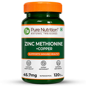 Zinc Methionine Veg Capsules  120 Count | High Absorption | Immunity & Skin - Nutrition by Pure Nutrition