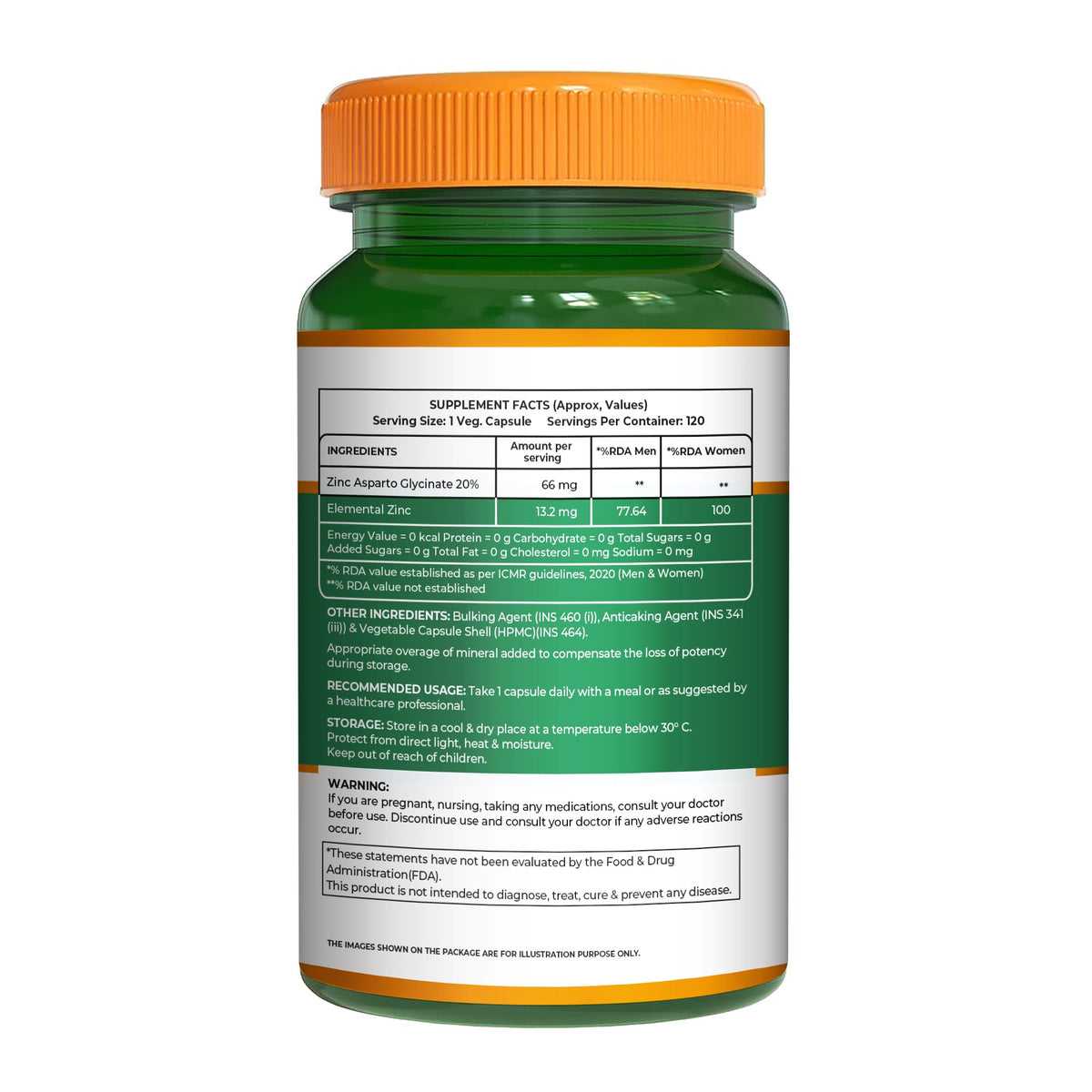 Zinc Glycinate 66mg Elemental Zinc | High Absorption Immunity Support| 120 Tablets