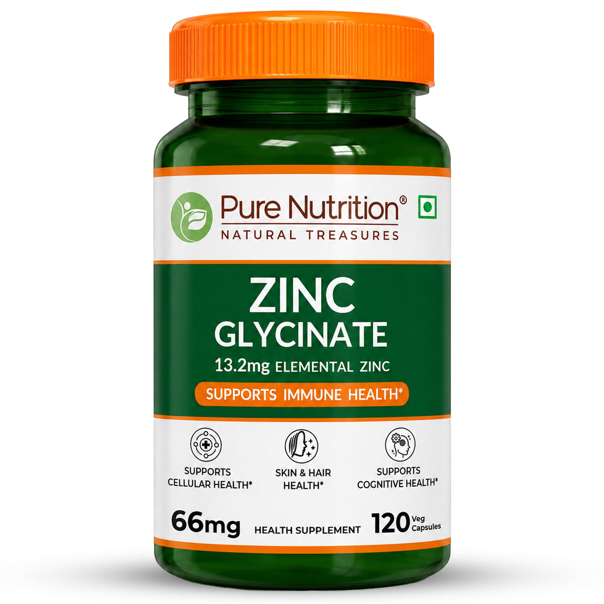 Zinc Glycinate 66mg Elemental Zinc | High Absorption Immunity Support| 120 Tablets - Nutrition by Pure Nutrition