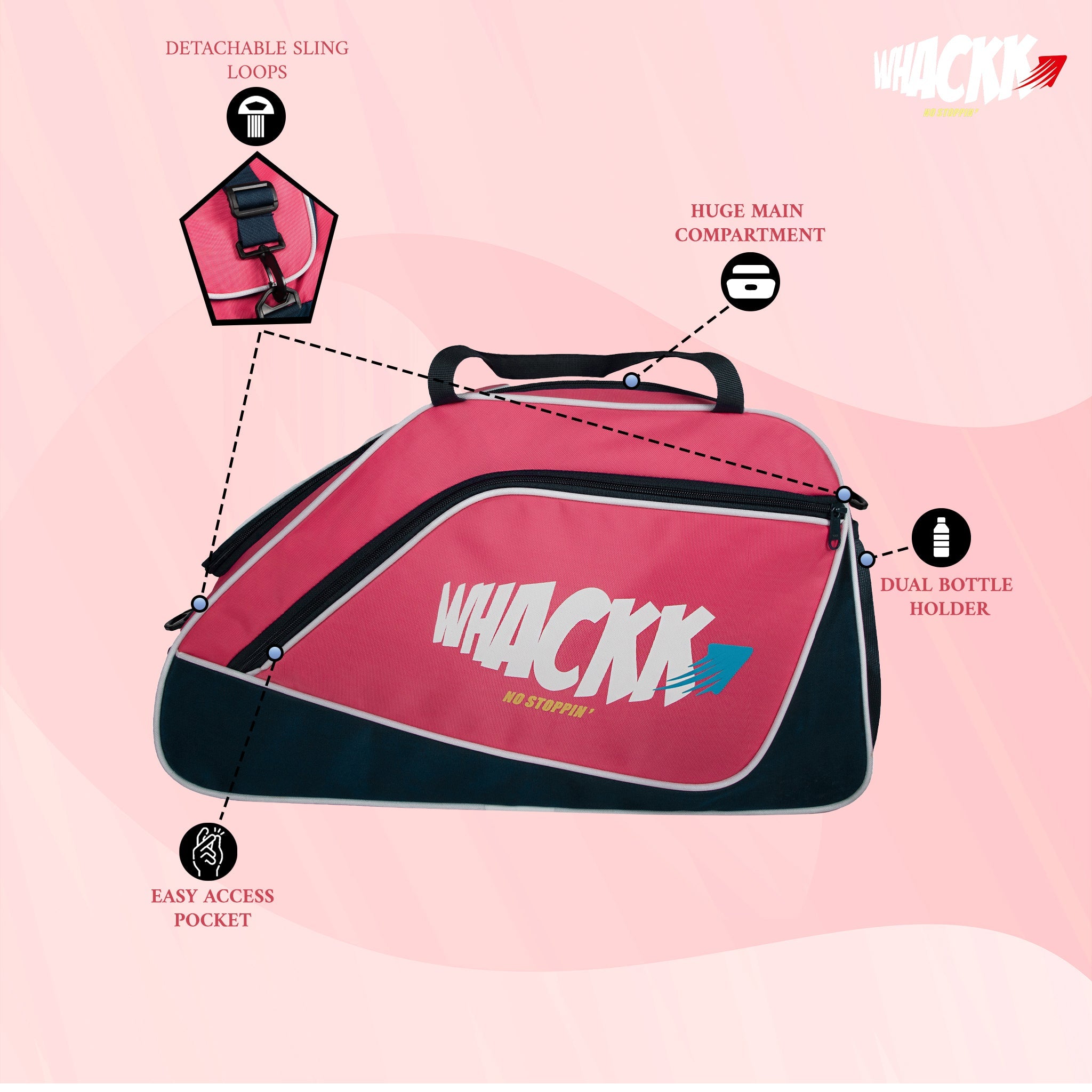 Flip Senior Pink 33L|Skating/Gym/Sports/Travel/Bag|Inline Roller Equipment Bag|Quad Ice Skates Kit|Kitbag|Easy Access Pocket|2 Bottle Holders|Compartment Fits in Helmet & Skates 11"