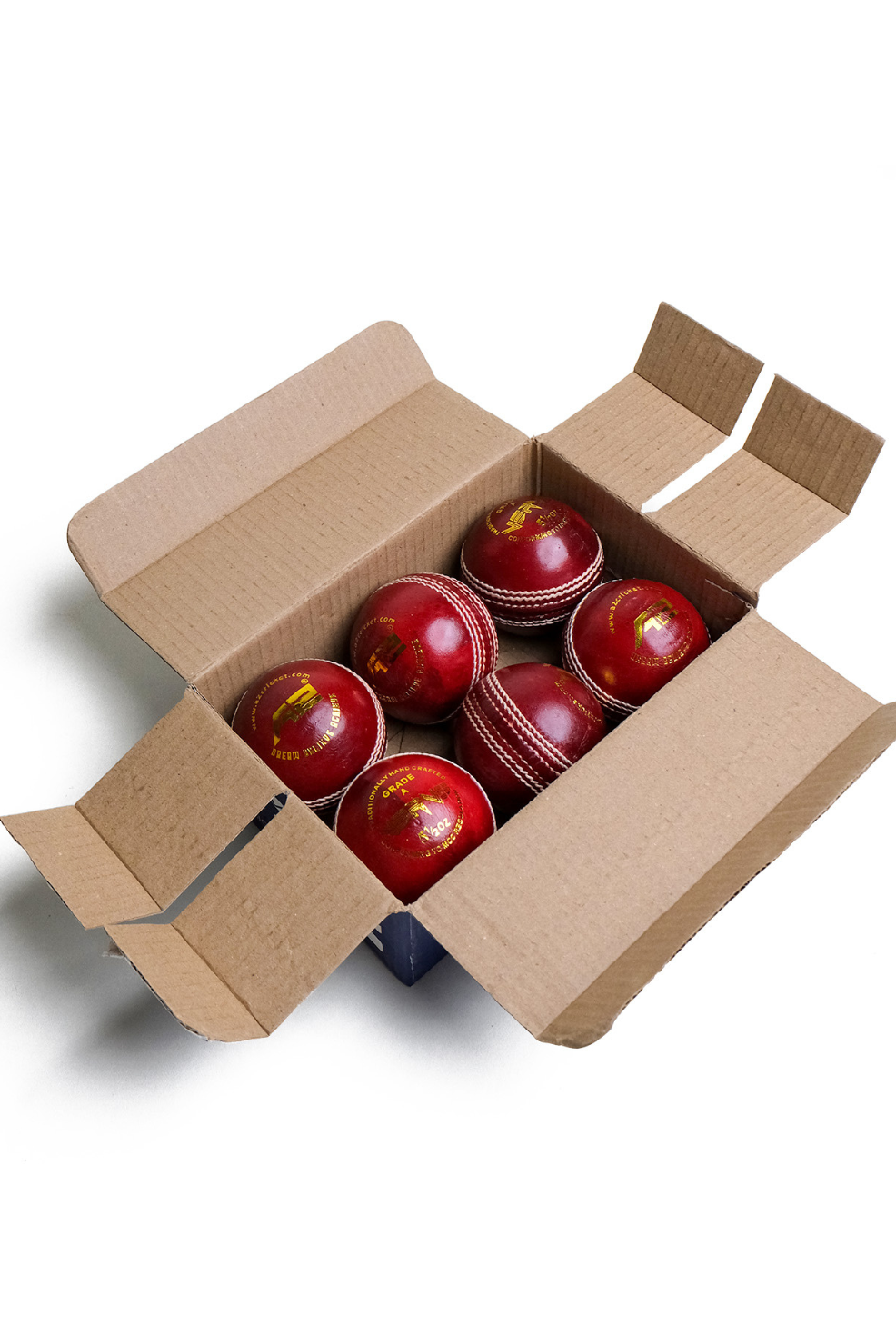 4 Piece Leather Cricket Ball - Verve Red (Box of 6 balls)