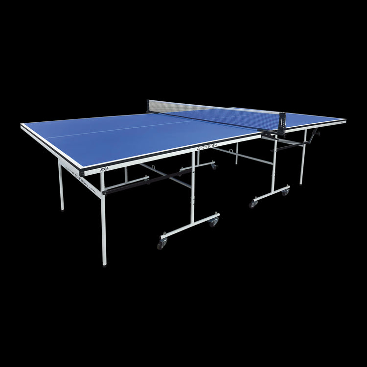 STAG GLOBAL Action Table Tennis Table Blue Top ,Thickness 16mm with 1 Table Cover, 2 TT Rackets, 6 Balls, 1 Clamp Net