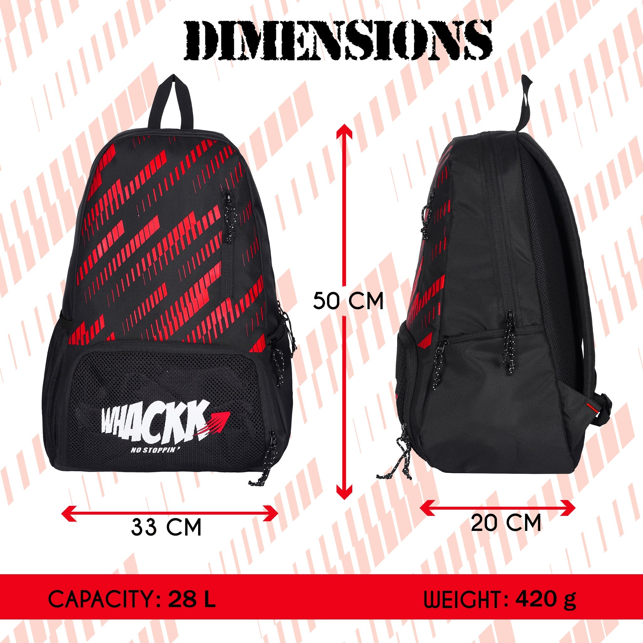 Thunderbolt 28L Red |Football Basketball Volleyball Equipment Backpack Bag|Kit Bag|Soccer Bag|Boys Kids Adult Men|Mesh Shoe or Ball Pocket|Bottle Holder| Easy Access Pocket