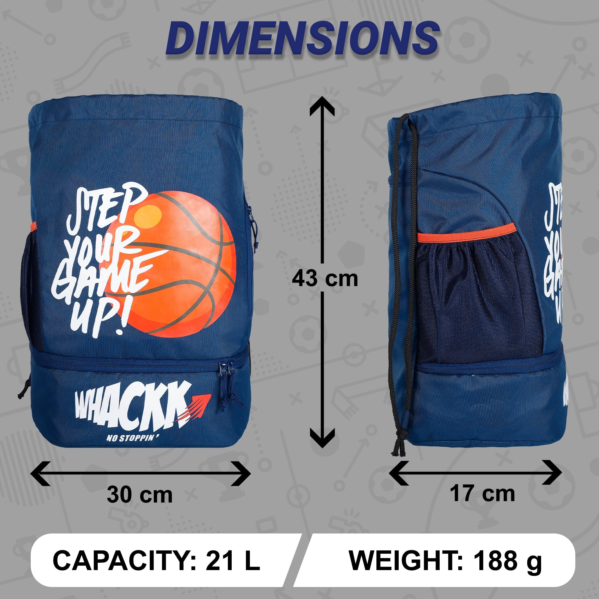 Blitz Blue Soccer|Football Equipment Bags|Basketball Volleyball Throwball Drawstring Backpack Bags|Shoes Mobile Bottle Holder Pocket|Sports Men Boys Bag|Dori Backpack |Gym Bag|Kitbag Kit Bag
