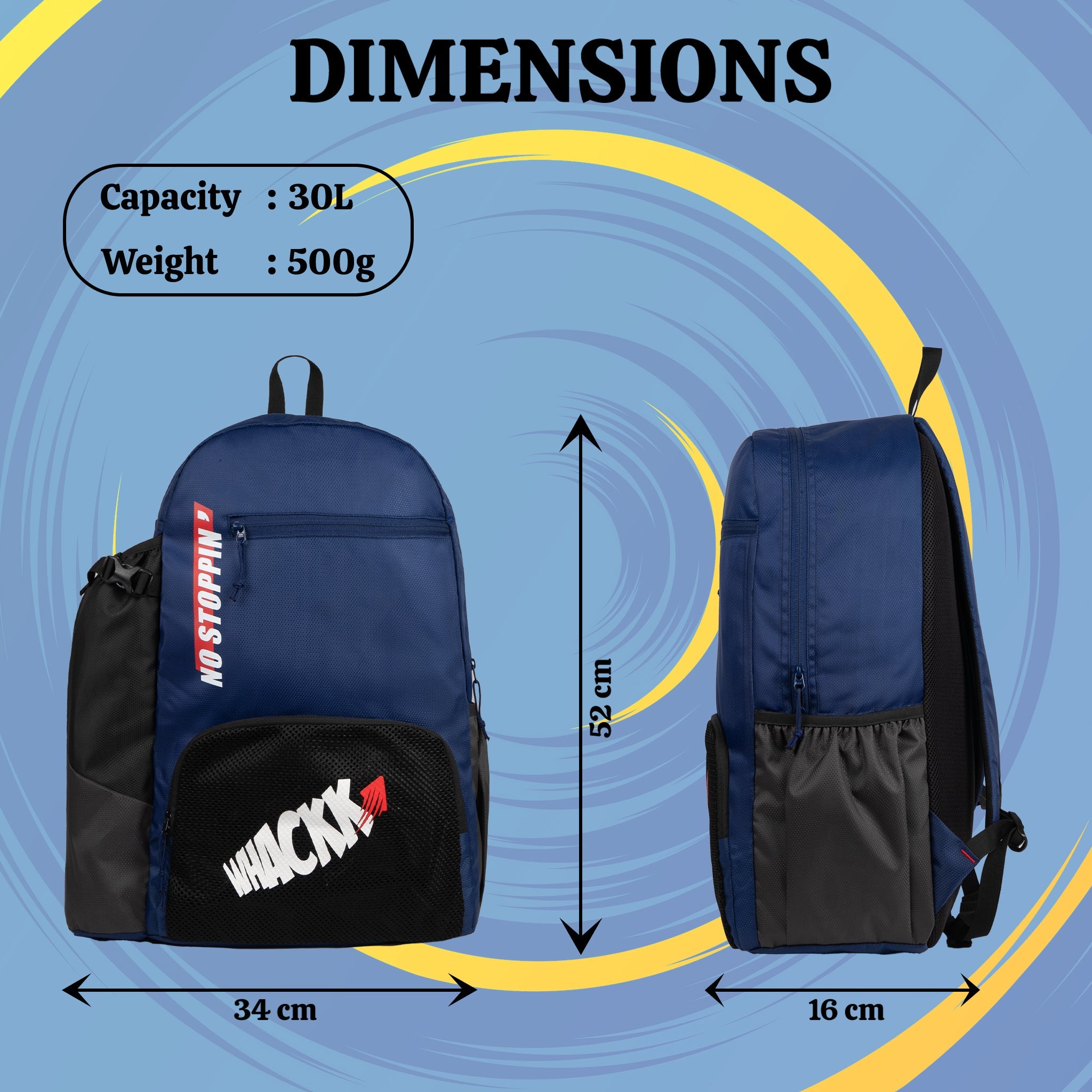 Plank Navy Black 30L Meditation Yoga Aerobics Exercise Gym Mat Carrier Bag Backpack Yoga mat Holder 1 Easy Access Pocket Shoe/Wet Compartment 1 Bottle Holder Padded Shoulder Strap for Men Women