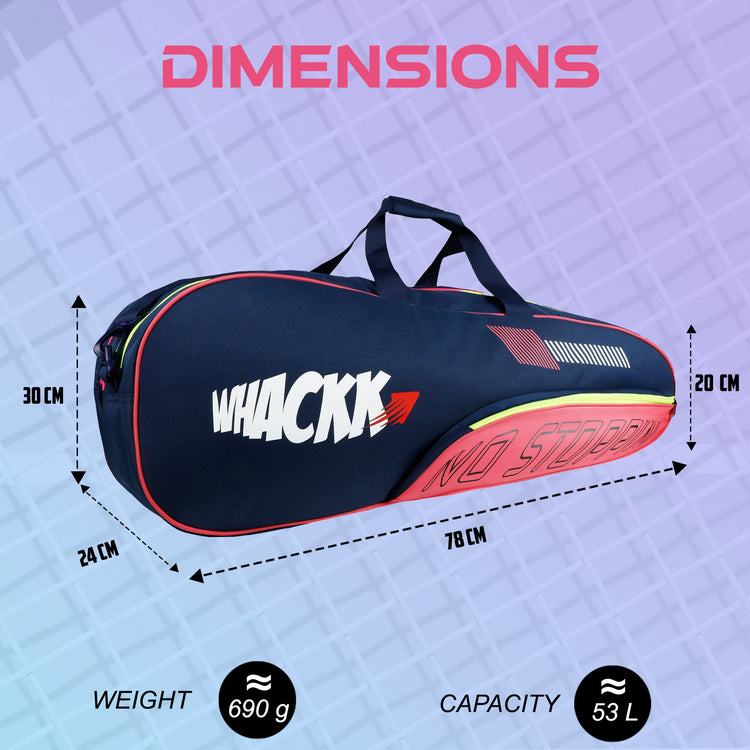 Rally Pink Navy |Unisex Lightwieght Stylish Tennis Badminton Squash Shuttle Equipment Kit Cover Bag |2 Spacious Compartments|Backpack & Duffel Racket Tennis-4 Badminton-6