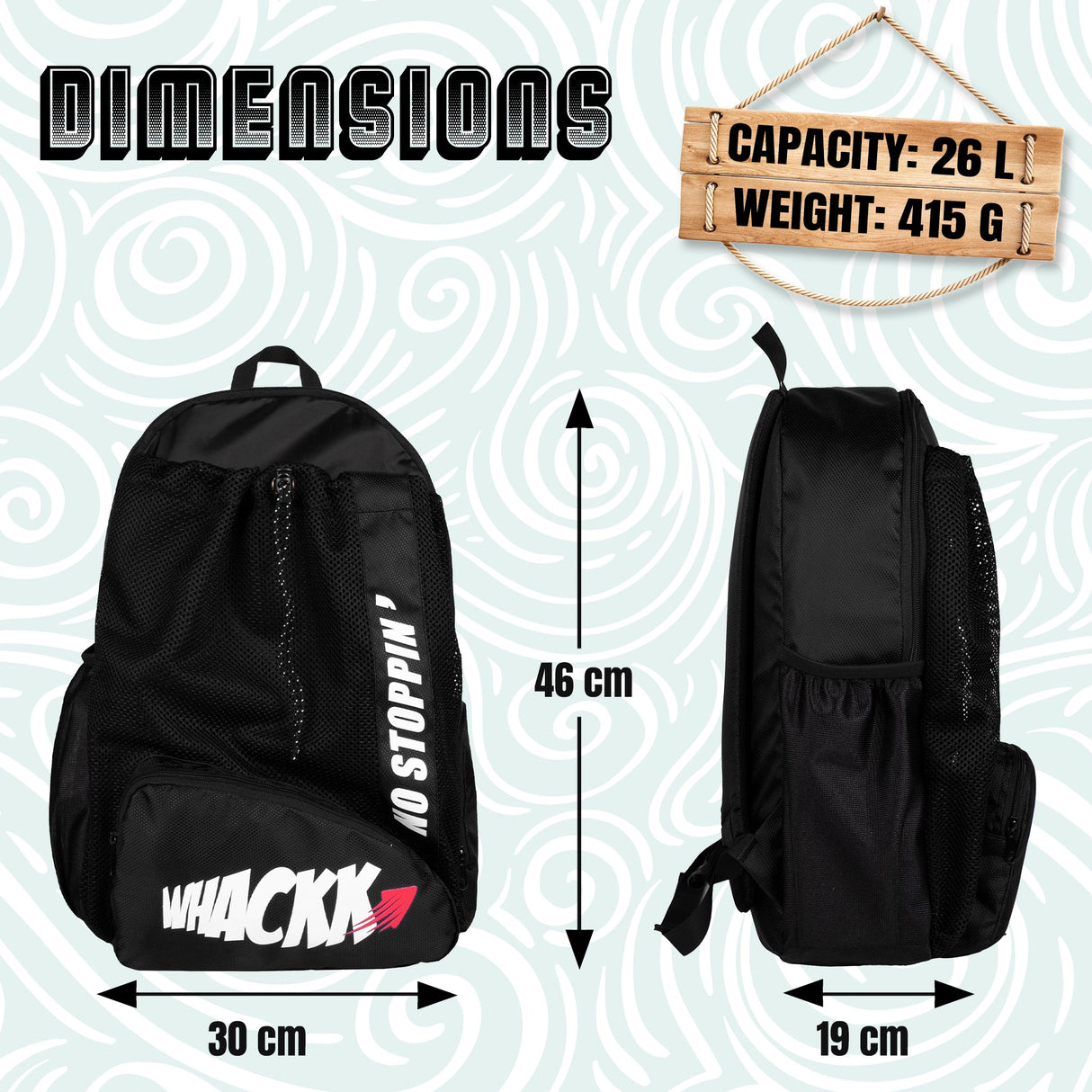 Dolphin Black 26L Unisex Swimming Gym Equipment Backpack |Diving Surfing Sports Bag|Separate Wet Dry Compart|Pocket for Cap & Goggles|Lightweight|Water Resistant|for Men Women