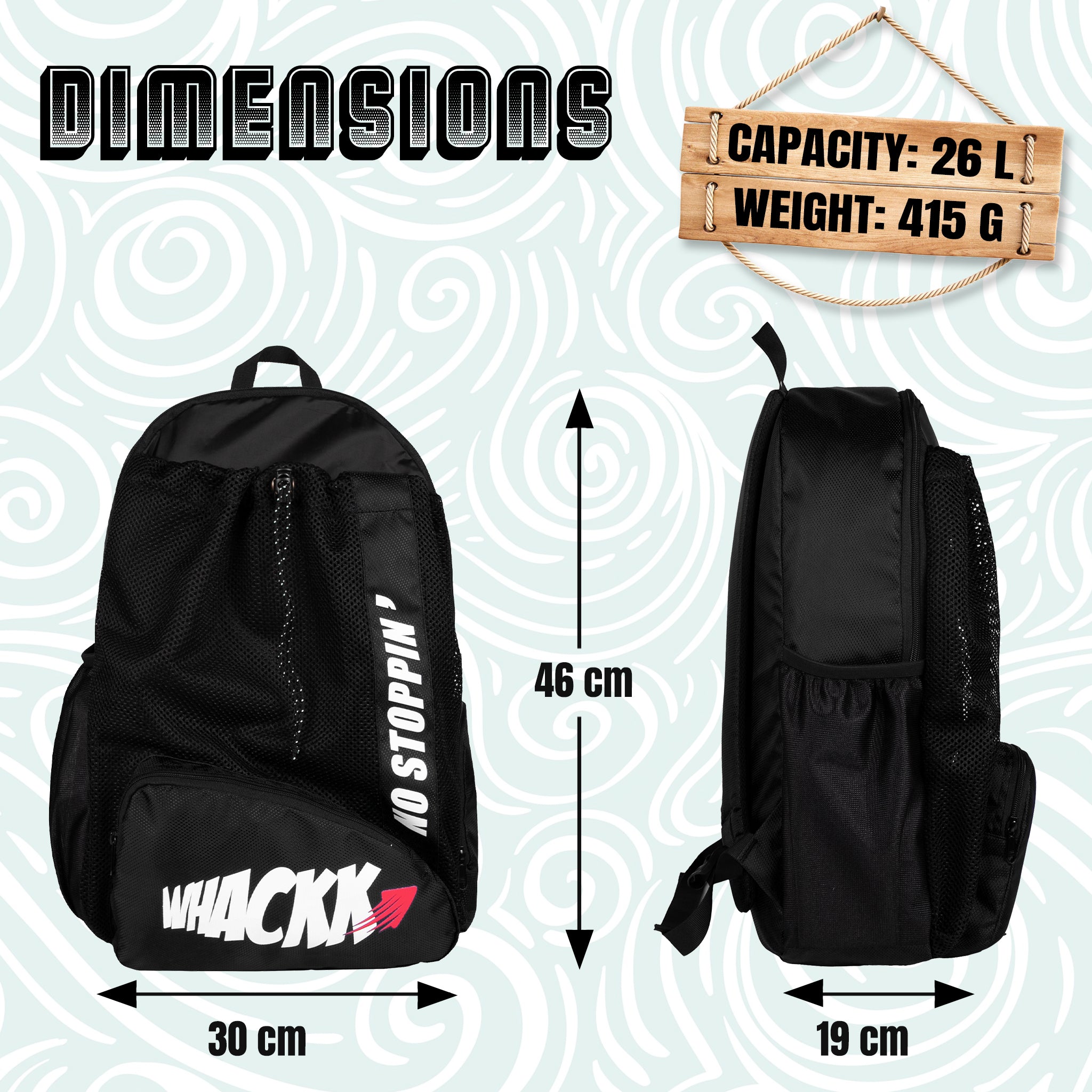 Dolphin Black 26L Unisex Swimming Gym Equipment Backpack |Diving Surfing Sports Bag|Separate Wet Dry Compart|Pocket for Cap & Goggles|Lightweight|Water Resistant|for Men Women