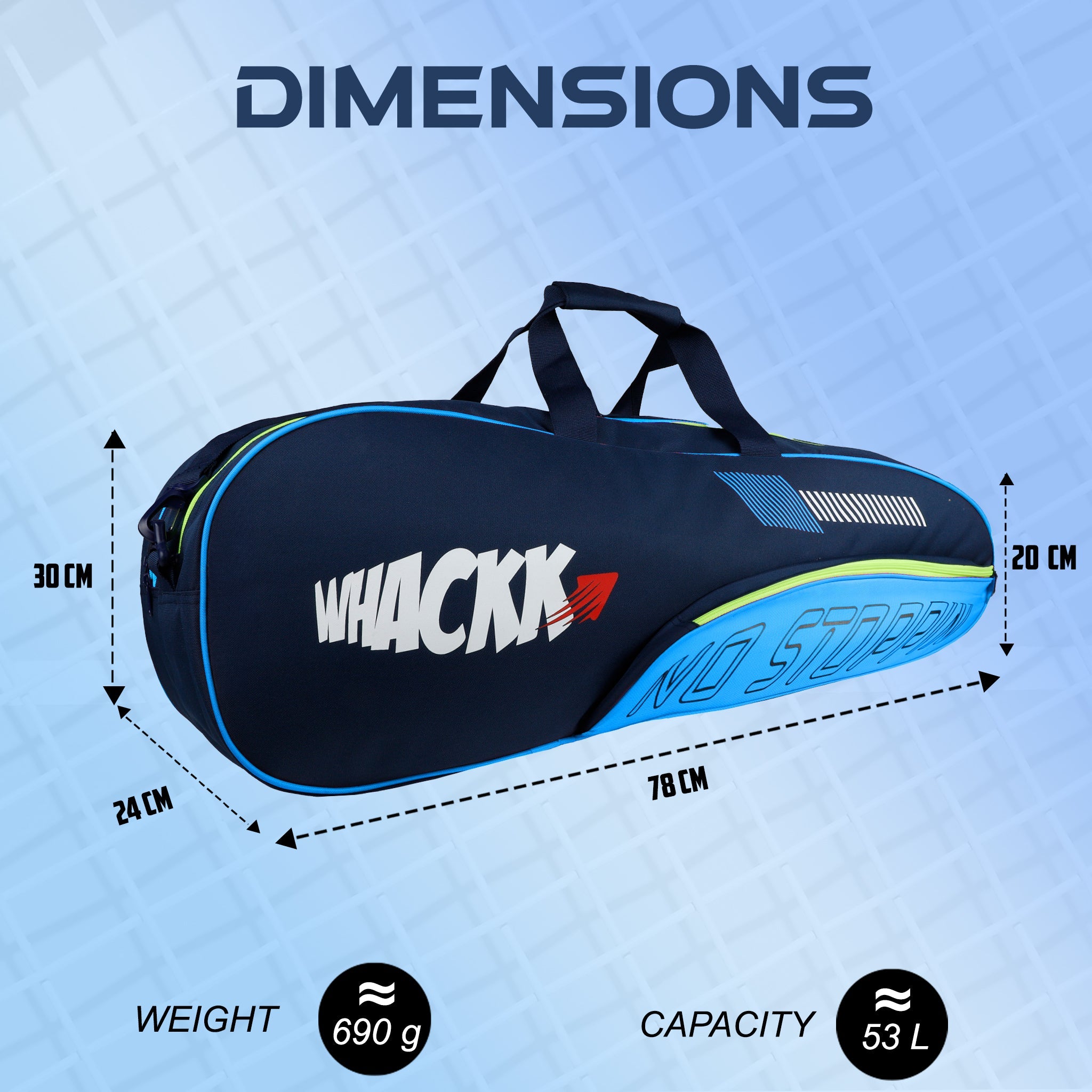 Rally Blue Navy |Unisex Lightweight Stylish Tennis Badminton Squash Shuttle Equipment Kit Cover Bag |2 Spacious Compartments|Backpack & Duffel Racket Tennis-4 Badminton-6