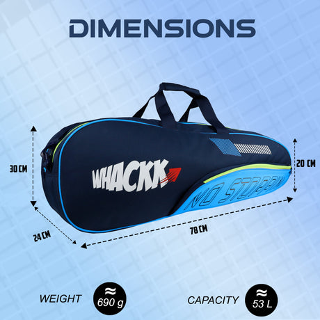 Rally Blue Navy |Unisex Lightweight Stylish Tennis Badminton Squash Shuttle Equipment Kit Cover Bag |2 Spacious Compartments|Backpack & Duffel Racket Tennis-4 Badminton-6