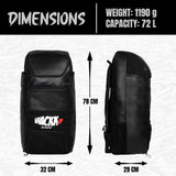 Lara Blk 72L | Premium Artificial Vegan Faux Leather Cricket Backpack|KitBag|Adult Size|2 Bat Pocket|Shoe/Helmet Pocket|Fit 18" Leg Pad 2 Bottle Holder|Easy Access|Player Senior,Black