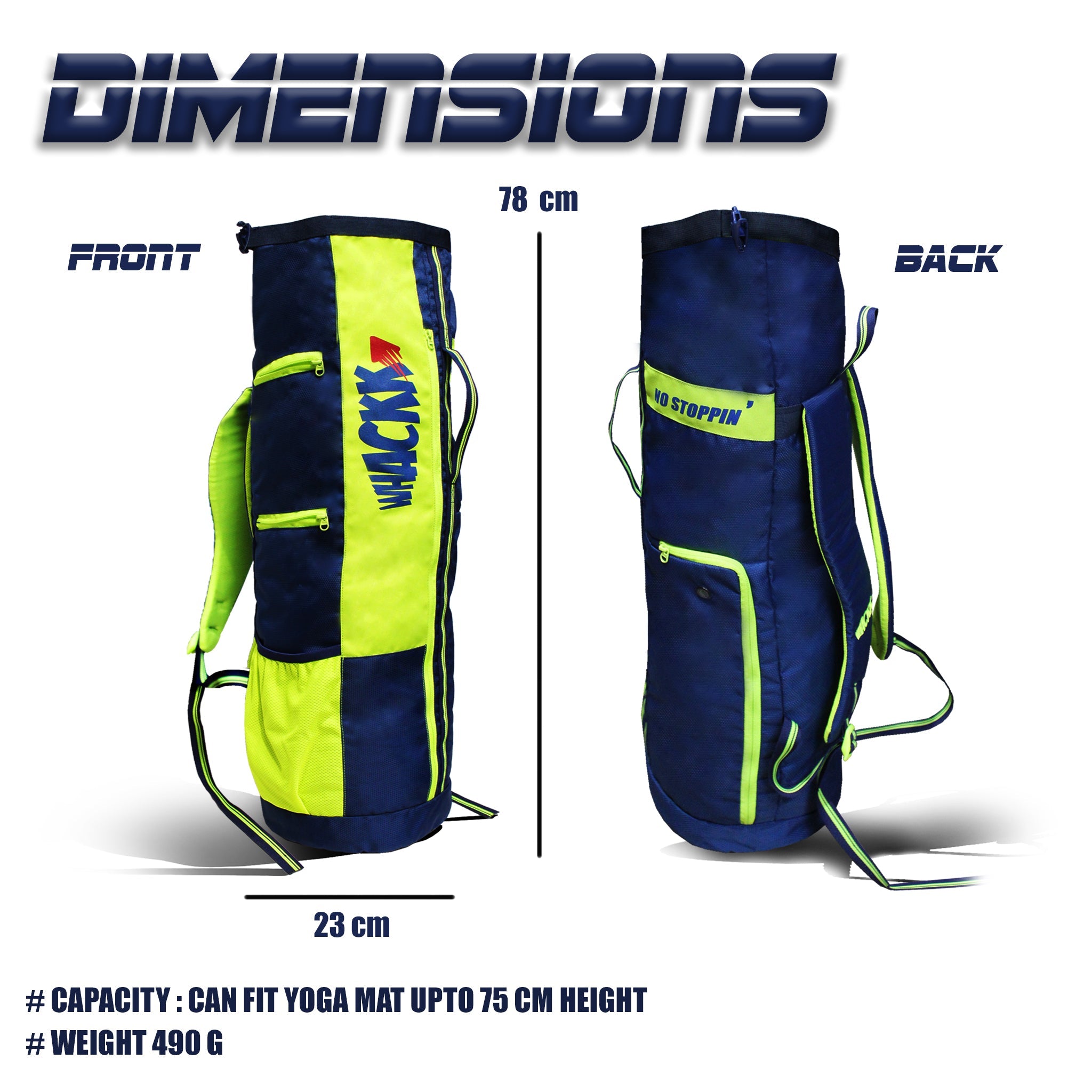 Brute Navy Blue F. Green Unisex Yoga Aerobics Gym Mat Bags Air Ventilated Pocket for Shoes, Front & Top Open, Carry Way with 3-Way Options i.e. Backpack, Holdable or with a Loop