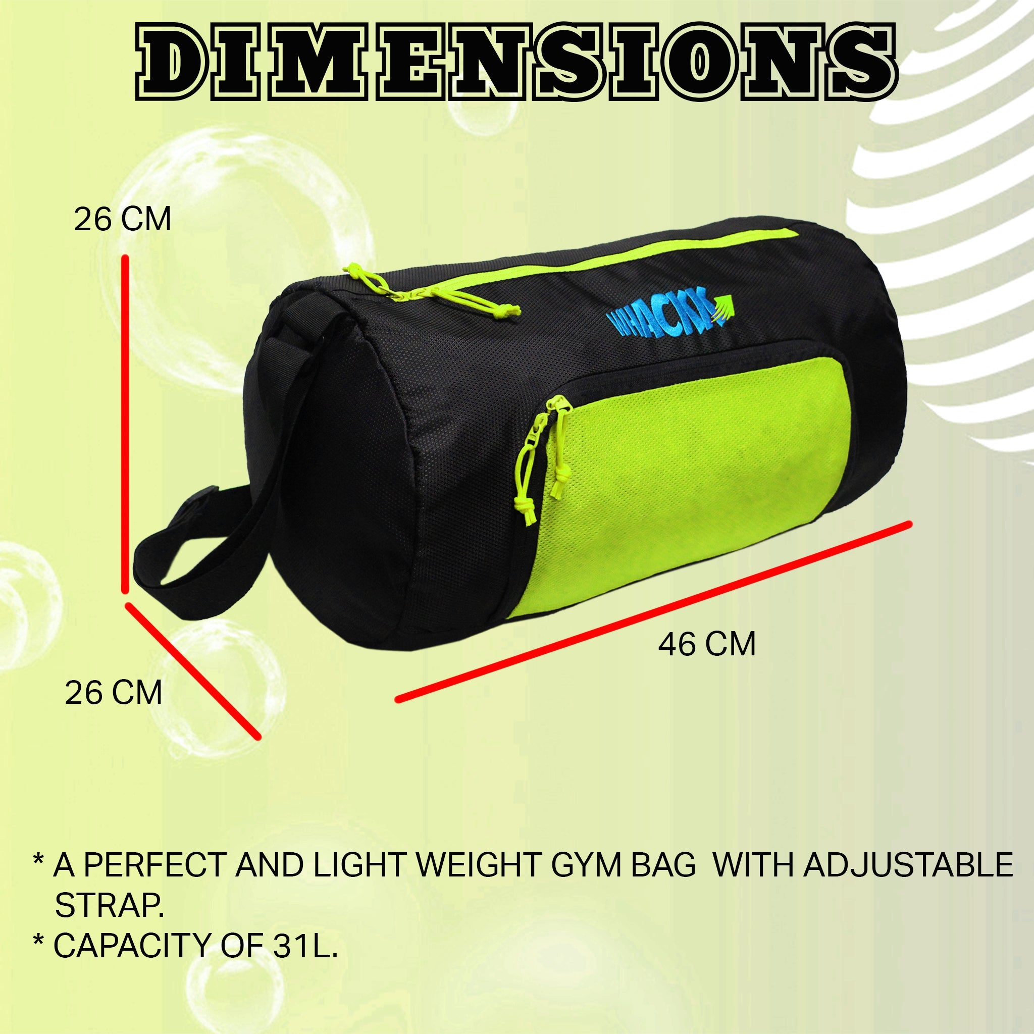 Track Green 31L|Gym Bags |Fitness Bag| Sports Duffle| Multipurpose Carry Bag |Travel Duffel Bag| Adjustable Strap| Air Ventilated Pocket for Shoes| Unisex| Lightweight| Sports Kit| Kitbag| for Men Women