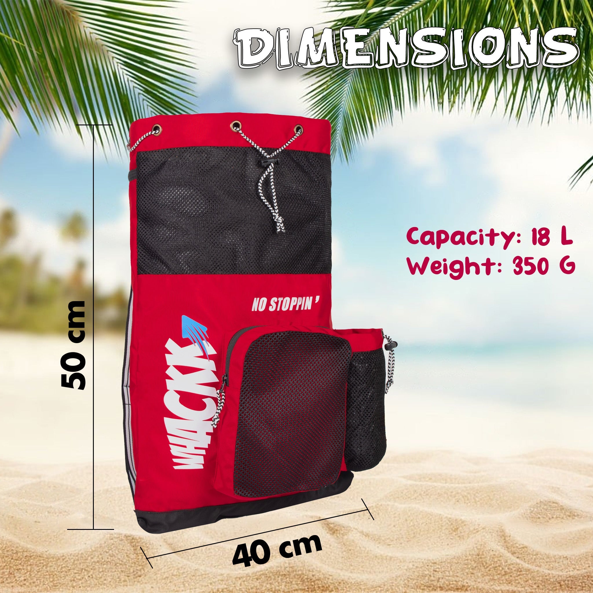 Aqua Red Black Unisex Swimming Equipment Bag|Water Sports|Dry Bags|Wet Pocket|Accessories|Beach Bag|Storage Swim Gym Gears|Drawstring Backpack|Netball Backpack|Pocket for Cap and Goggles