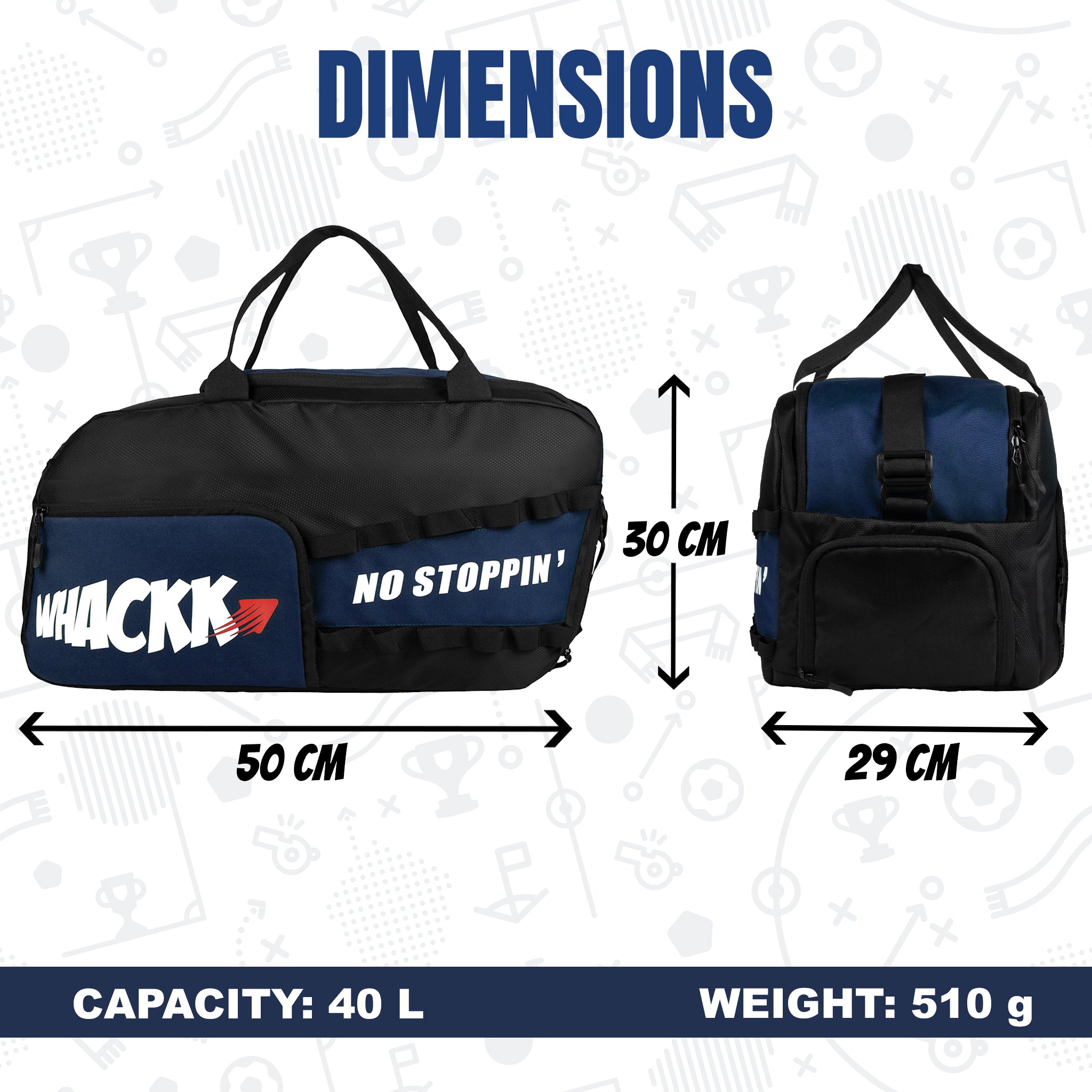 Arnold Blue Black 40L |Gym Fitness Sports Workout Training Sports Travel Duffle Bag with Separate Shoe Pocket | Wet Dry Pocket | Multipurpose |Unisex | Lightweight | Kitbag |for Men Women