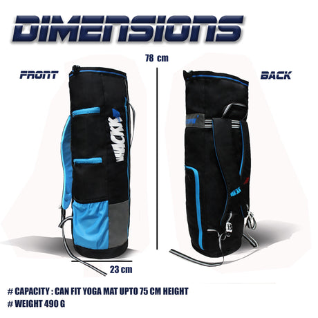 Brute Black Grey Unisex Yoga Aerobics Gym Mat Bags Air Ventilated Pocket for Shoes, Front & Top Open, Carry Way with 3-Way Options i.e. Backpack, Holdable or with a Loop