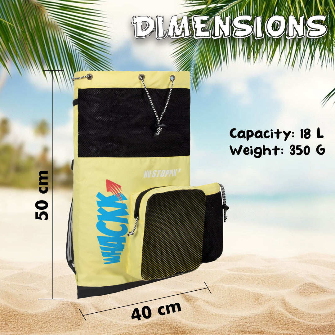 Aqua Yellow Black Unisex Swimming Bag |Water Sports |Dry Bags |Wet Pocket |Accessories |Beach Bag |Storage Swim Gym Gears |Drawstring Backpack |Netball Backpack | Pocket for Cap and Goggles