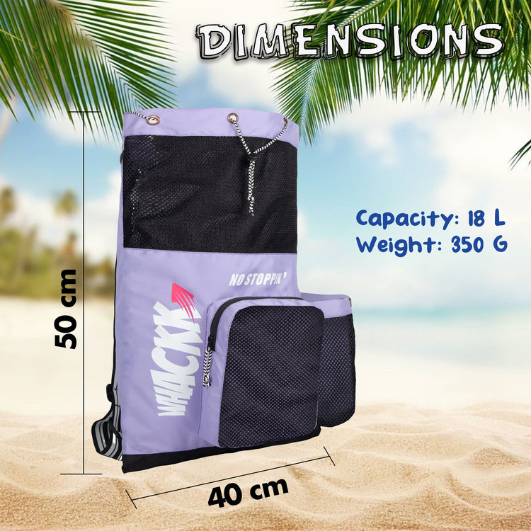 Aqua Lavender Unisex Swimming Bag |Water Sports |Dry Bags |Wet Pocket |Accessories |Beach Bag |Storage Swim Gym Gears |Drawstring Backpack |Netball Backpack | Pocket for Cap and Goggles