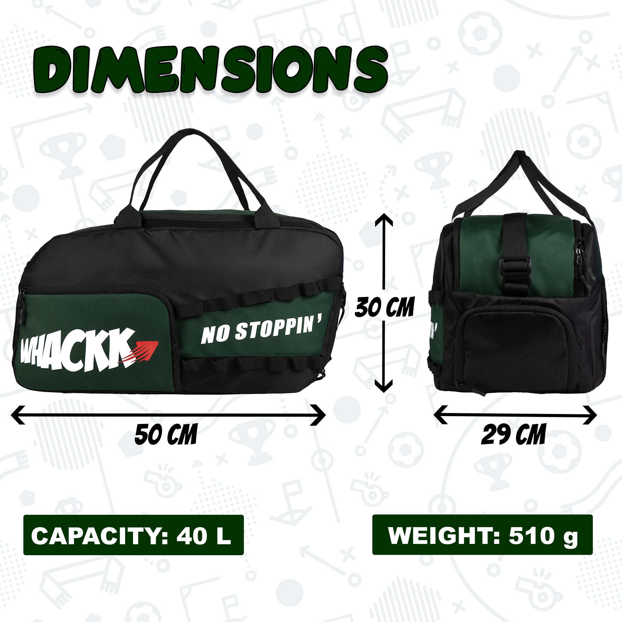 Arnold 40L Green Black |Gym Fitness Sports Workout Training Sports Travel Duffle Bag with Separate Shoe Pocket | Wet Dry Pocket | Multipurpose |Unisex | Lightweight | Kitbag |for Men Women