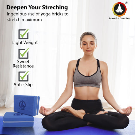 Vedam Yoga Block Set of 2 (Blue) | Industrial