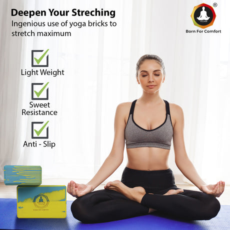 Vedam Yoga Block Set of 2 (Multi) | Industrial