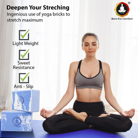 Vedam Yoga Block Set of 2(Sky) | Industrial