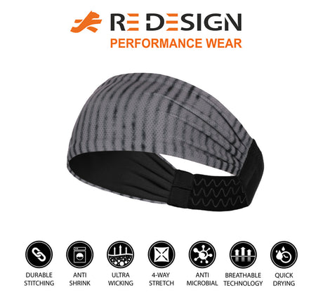 Sports Headband For Men and Women (Abstract Grey)