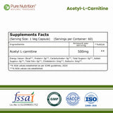 Acetyl L-Carnitine 500 mg | 60 Vegetarian Tablets