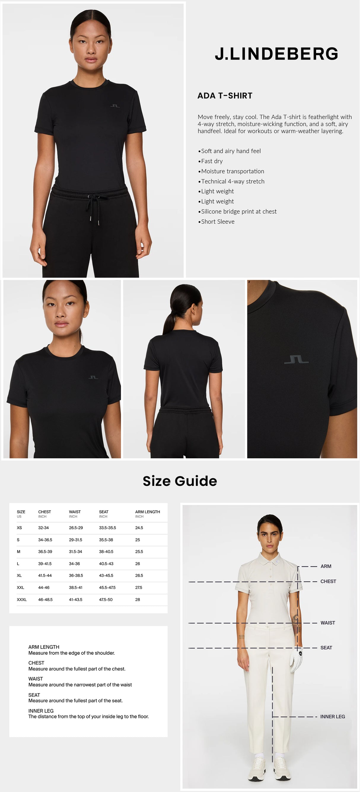 J Lindeberg Women’s Ada T-Shirt - Black
