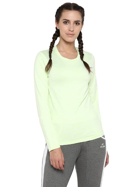 Alcis Women Green Solid Round Neck T-shirt | Alcis