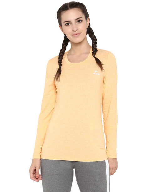 Alcis Women Orange Solid Round Neck T-shirt | Alcis