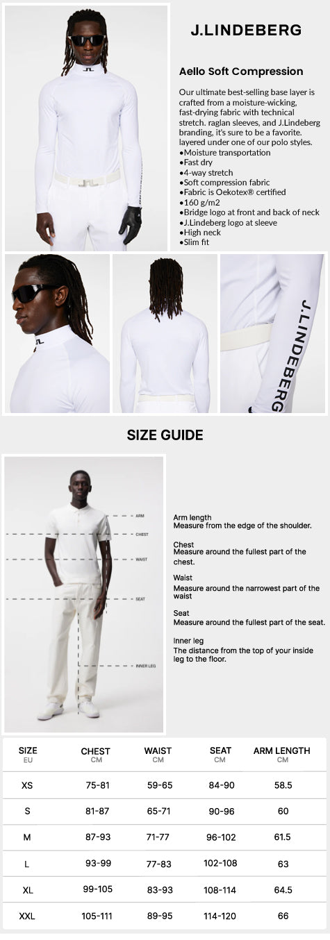J Lindeberg Men's Aello Soft Compression T-Shirt - White