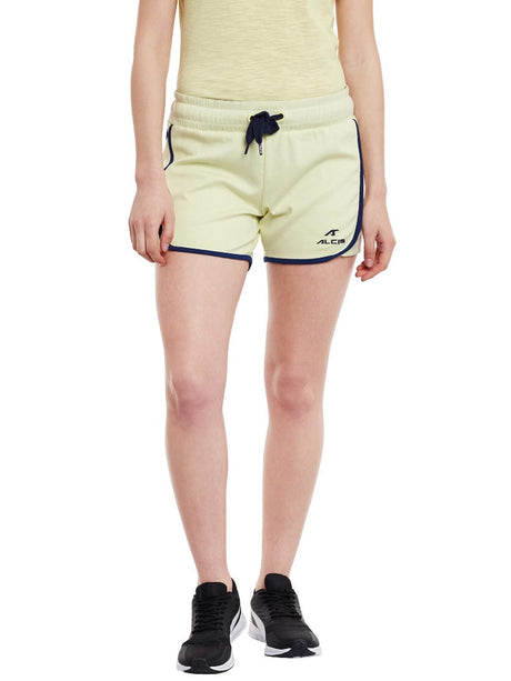 Alcis Women Lime Green Solid Slim Fit Sports Shorts AKCOWSO0530119 | Alcis