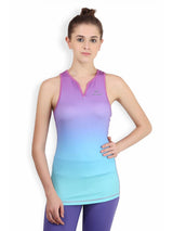 Alcis Women Purple Blue Ombre-Dyed V-Neck Slim Fit T-shirt