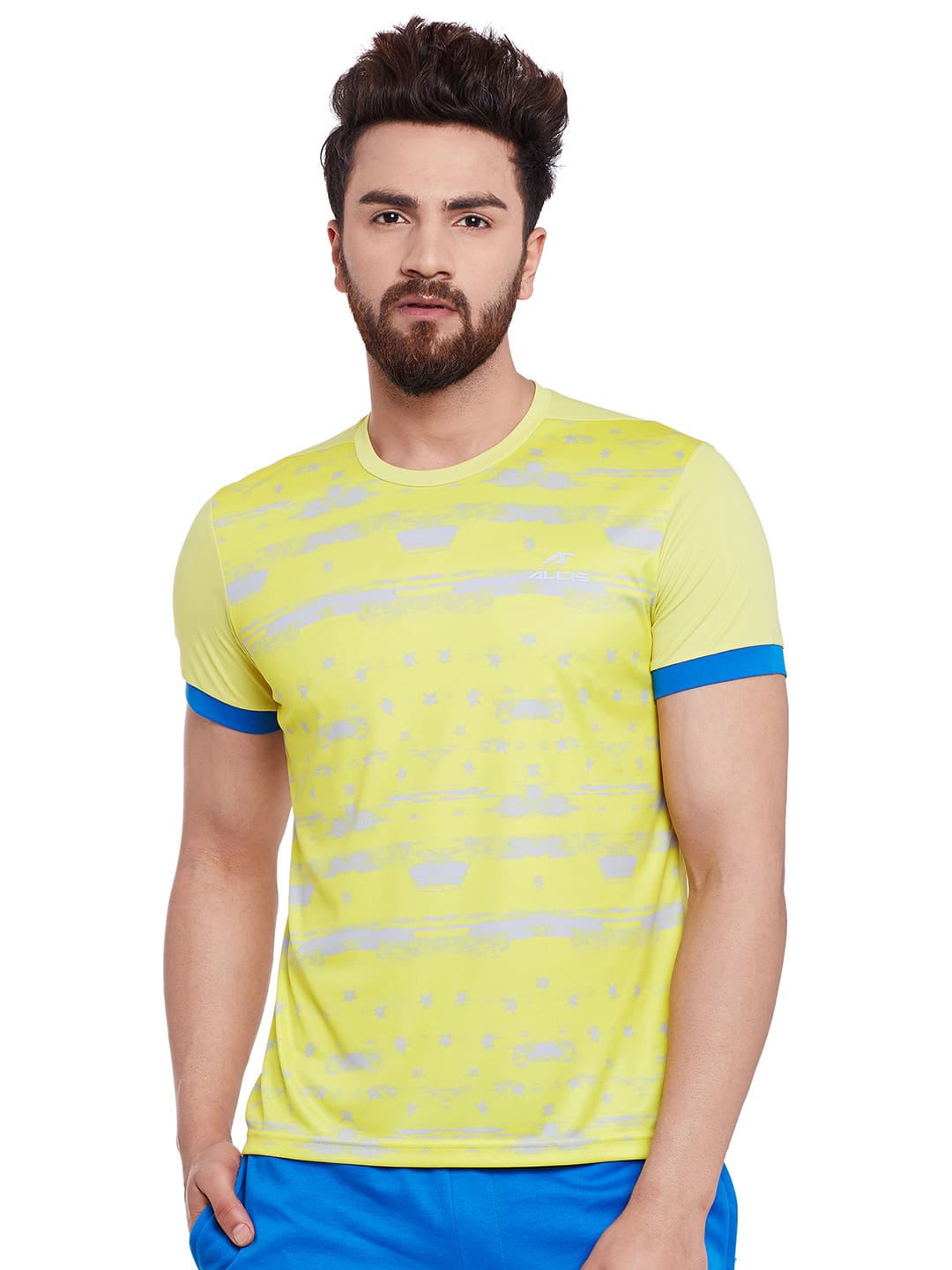 Alcis Men Printed Yellow Tshirts