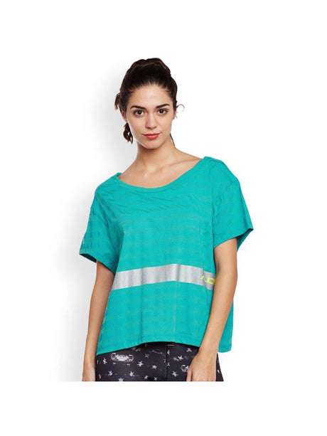 Alcis Women Blue Solid Boxy Training Top AKTRWTE1180302 | Alcis