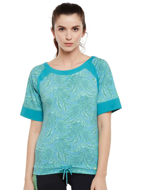 Alcis Women Blue Printed Round Neck T-shirt | Alcis